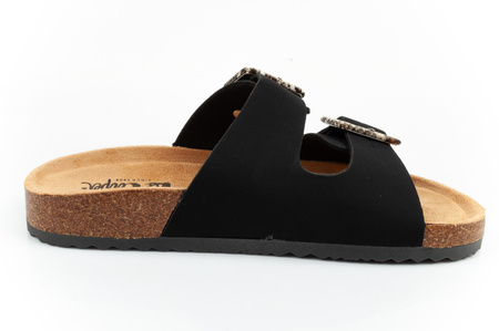 Sandale Slip-On pentru femei Lee Cooper, piele întoarsă neagră, confortabile, ușoare