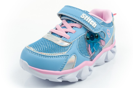 Pantofi sport Leomil pentru copii, model Stitch, ușori, cu velcro, LED, albaștri