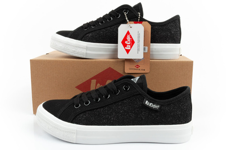 Teniși Lee Cooper cu sclipici și dantelă pentru femei, negri [LCW-25-31-3421L]