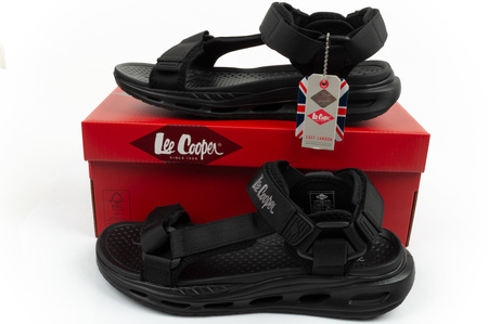 Sandale Lee Cooper pentru bărbați cu velcro, de vară, negre, ușoare