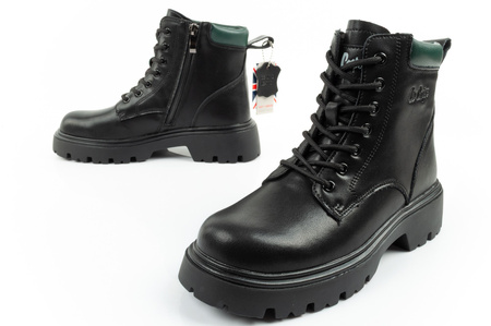 Ghete Lee Cooper, ghete de damă până la gleznă, ghete din piele cu șireturi izolate