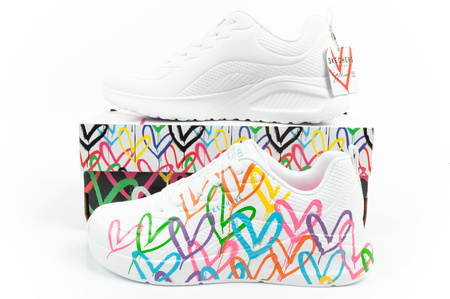 Pantofi sport Skechers Uno Lite, albi, confortabili, pentru femei [177977/WMLT]