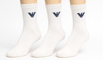 Șosete Emporio Armani Calza pentru bărbați, bumbac alb, set de 3