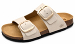 Sandale damă Bio Bio, model slip-on, piele naturală, bej