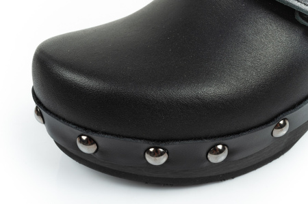 Saboți din piele Scholl Iconic [F307031004], negri.
