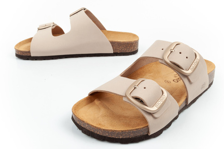 Sandale damă Bio Bio, model slip-on, piele naturală, bej
