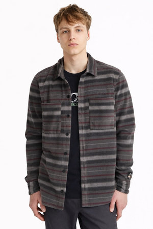 Cămașă O'Neill Utility Fleece pentru bărbați, gri cald, cu dungi
