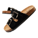 Sandale Slip-On pentru femei Lee Cooper, piele întoarsă neagră, confortabile, ușoare