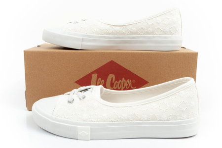 Lee Cooper Schuhe Sneaker Ballerina weiß bestickt Slip-on bequem