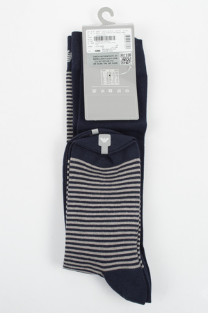 Șosete până la genunchi din bumbac Emporio Armani, bleumarin, set de 2