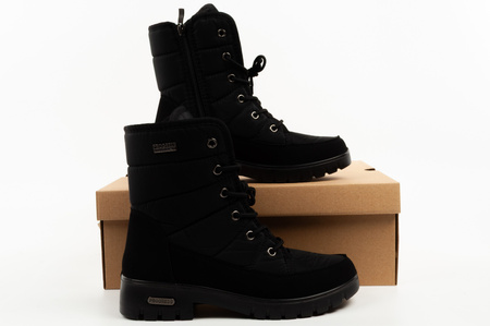 Ghete de zăpadă de iarnă Progress pentru femei, negre, izolate, căptușeală din piele de oaie