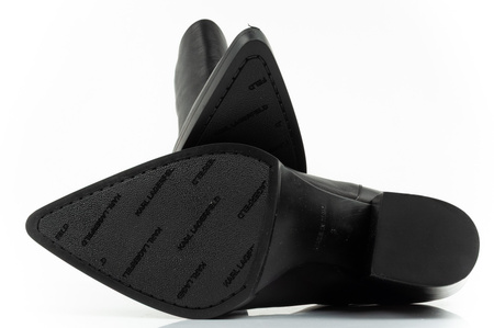 Ghete cowboy Karl Lagerfeld, cizme cowboy pentru femei, piele neagră [KL31264 000]