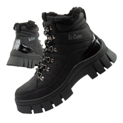 Pantofi de drumeție de iarnă Lee Cooper pentru femei, izolați, negri, cu talpă înaltă