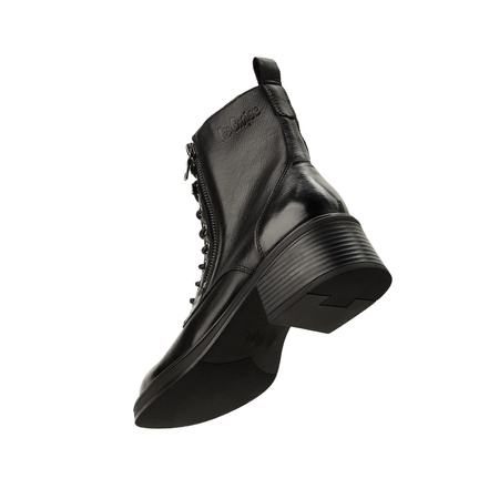 Ghete de damă Lee Cooper, negre, cu fermoar, din piele naturală