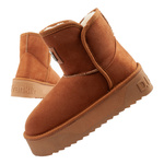 Ghete de zăpadă de iarnă pentru femei D. Franklin, ghete maro la modă, căptușite cu blană, izolate