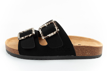 Sandale Slip-On pentru femei Lee Cooper, piele întoarsă neagră, confortabile, ușoare