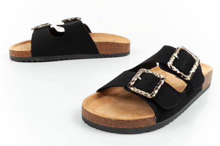 Sandale Slip-On pentru femei Lee Cooper, piele întoarsă neagră, confortabile, ușoare