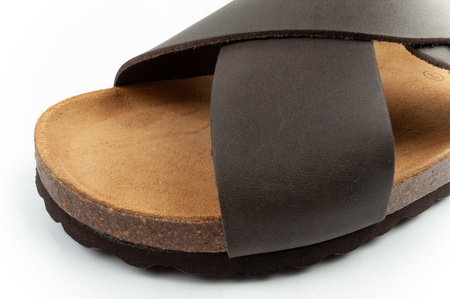 Pantofi sport Bio Bio pentru bărbați, Șlapi conturați, Piele naturală, Maro