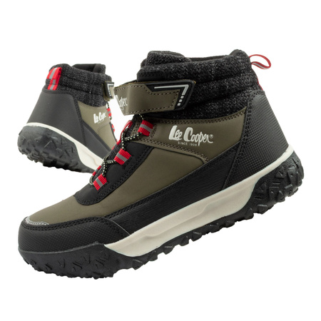 Ghete de zăpadă Lee Cooper pentru copii, căptușite cu velcro, izolate, kaki la modă