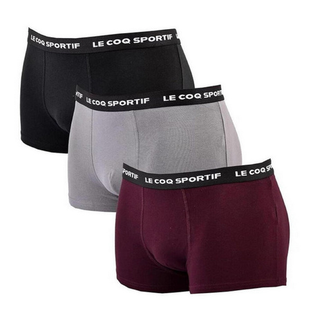 Le Coq Sportif boxeri chiloți bărbați set de 3 negru gri vișiniu