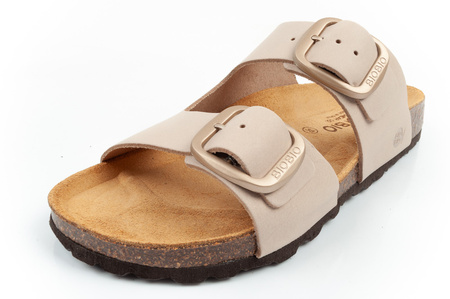 Sandale damă Bio Bio, model slip-on, piele naturală, bej