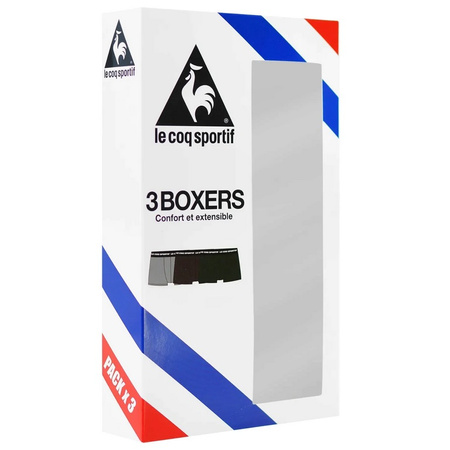 Le Coq Sportif boxeri chiloți bărbați set de 3 negru gri vișiniu