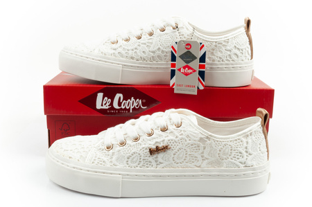 Teniși Lee Cooper pentru femei, dantelă albă la modă