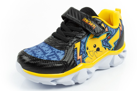 Pantofi sport pentru copii Leomil, adidași ușori Pokemon cu velcro, LED, negru și galben