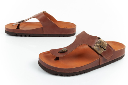 Pantofi șlapi bărbați Scholl Jake [F306981011] șlapi din piele, maro.