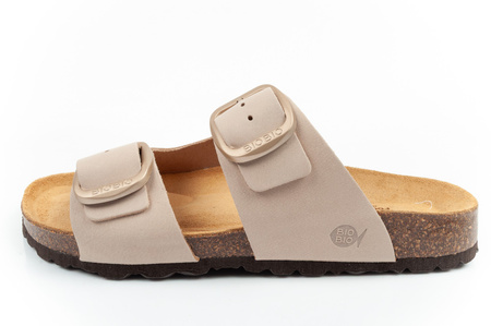 Sandale damă Bio Bio, model slip-on, piele naturală, bej