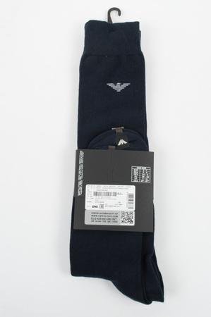 Șosete până la genunchi din bumbac Emporio Armani, bleumarin, set de 2