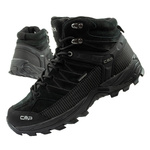 Pantofi de drumeție din piele pentru bărbați CMP Rigel, durabili, impermeabili, peste gleznă, negri
