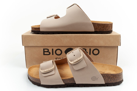 Sandale damă Bio Bio, model slip-on, piele naturală, bej