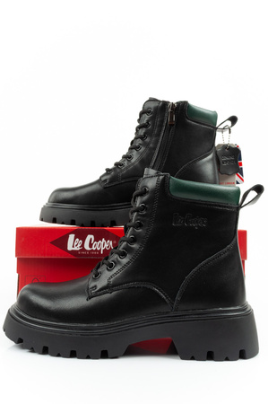 Ghete Lee Cooper, ghete de damă până la gleznă, ghete din piele cu șireturi izolate