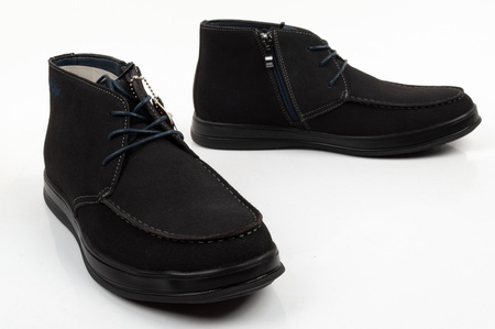 Ghete elegante Lee Cooper pentru bărbați, din piele, cu fermoar, bleumarin