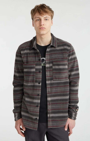 Cămașă O'Neill Utility Fleece pentru bărbați, gri cald, cu dungi