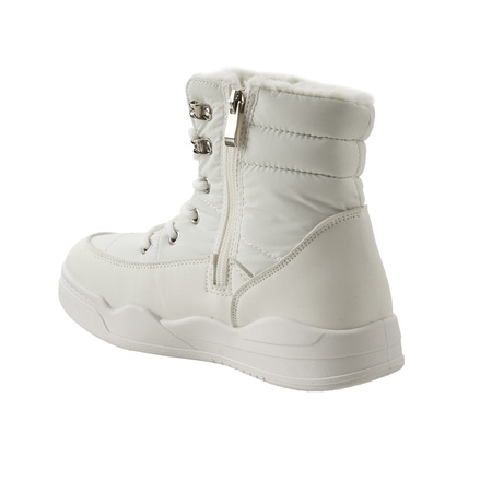 Ghete de iarnă Lee Cooper pentru femei - Ghete albe cu fermoar și izolație la gleznă