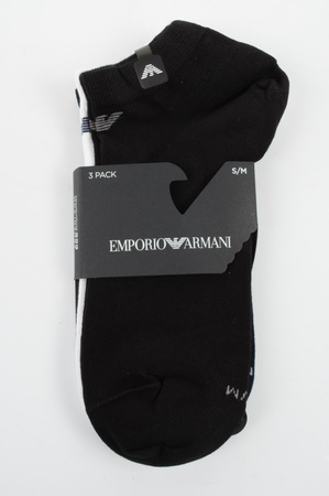 Șosete Emporio Armani Calza din bumbac până la gleznă, confortabile, set 3 buc., bleumarin, negru, alb