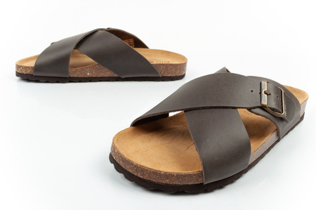 Pantofi sport Bio Bio pentru bărbați, Șlapi conturați, Piele naturală, Maro