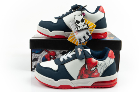 Teniși Leomil Spiderman pentru copii, ușori, cu velcro, LED, albi