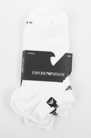 Șosete până la gleznă din bumbac Emporio Armani Calza, albe, confortabile, set de 3