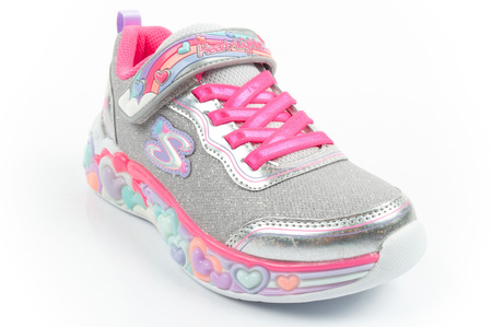 Pantofi sport Skechers S Lights LED cu velcro pentru fete, gri