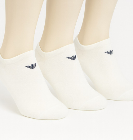 Șosete până la gleznă din bumbac Emporio Armani Calza, albe, confortabile, set de 3