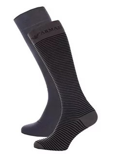 Șosete până la genunchi Emporio Armani gri din bumbac, set de 2
