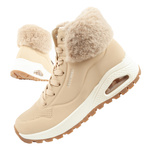 Ghete de iarnă izolate pentru femei Skechers Uno Rugged, bej, cu blană