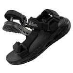 Sandale Lee Cooper pentru bărbați cu velcro, de vară, negre, ușoare
