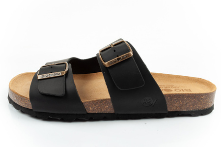 Pantofi sport Bio Bio pentru bărbați, Șlapi modelați, Piele naturală, Negru