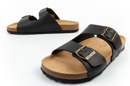 Pantofi sport Bio Bio pentru bărbați, Șlapi modelați, Piele naturală, Negru