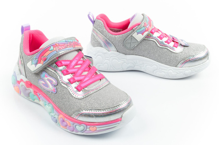 Pantofi sport Skechers S Lights LED cu velcro pentru fete, gri