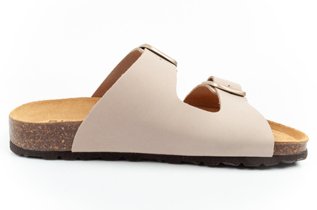 Sandale damă Bio Bio, model slip-on, piele naturală, bej